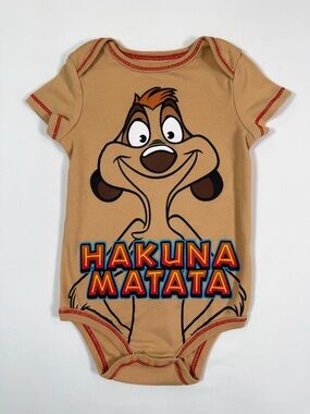 DISNEY Baby Lion‎ King Simba Hakuna Matata Bodysuit 12 Months Tan Graphic Cute